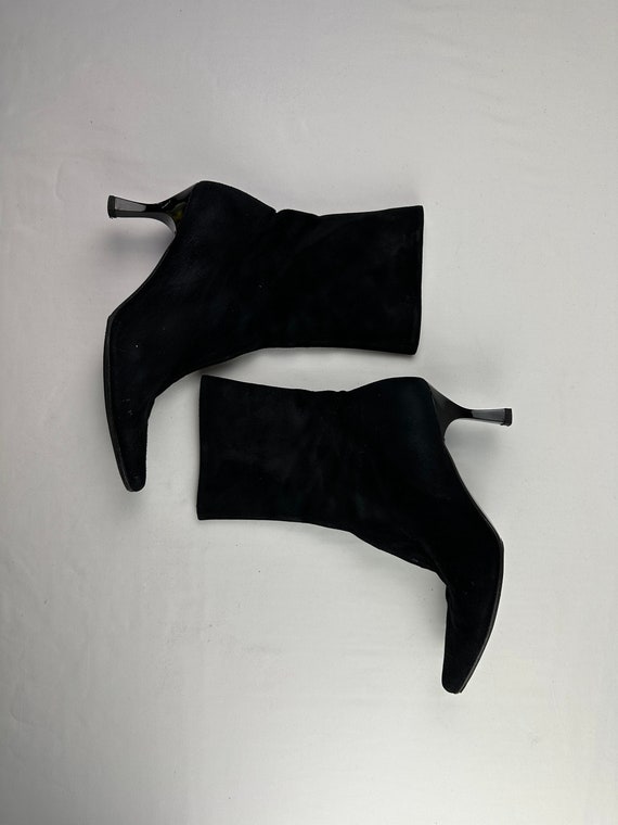 Black Suede Heeled Ankle Boots Vintage Saks 5th Av