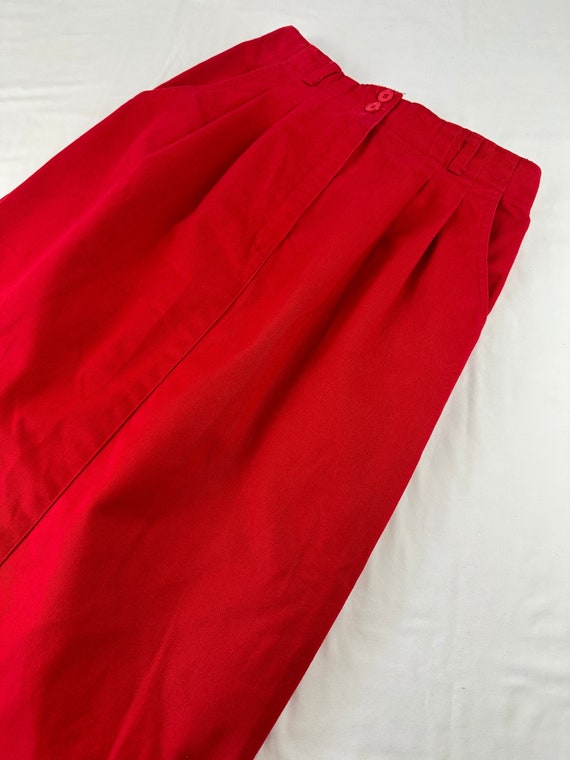 80's Red High Waist Pleated Casual Pencil Skirt Vi