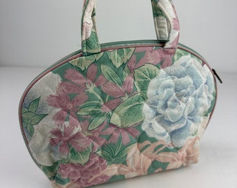 90's Quilted Floral Cosmetic Bag Vintage Make Up Bag