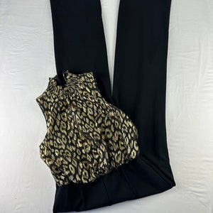 Black Metallic Gold Pant Jumpsuit Sleeveless Party Formal Wide Leg