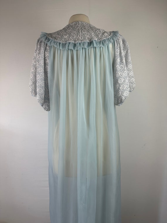 50's Baby Blue Long Sheer Robe Vintage - image 6