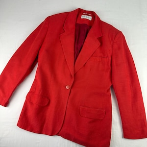 90&#39;s Red Linen Blend Oversized Blazer Vintage