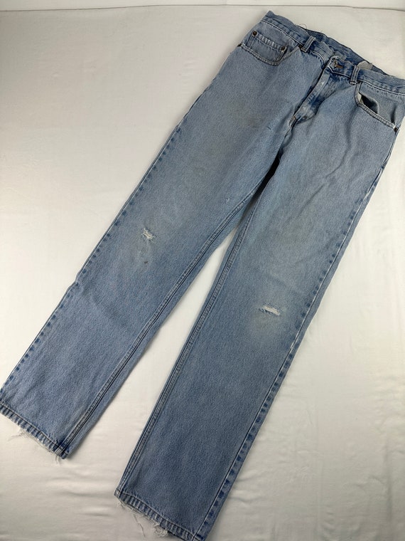 90's 505 Levi Jeans Straight Leg Light Medium Fad… - image 4