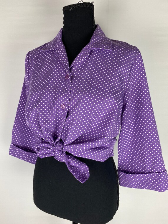 Purple Polka Dot Blouse Vintage 70's/80's - image 1