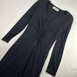 Y2K Black Ruched Spandex Maxi Dress Vintage Jones New York 2000&#39;s