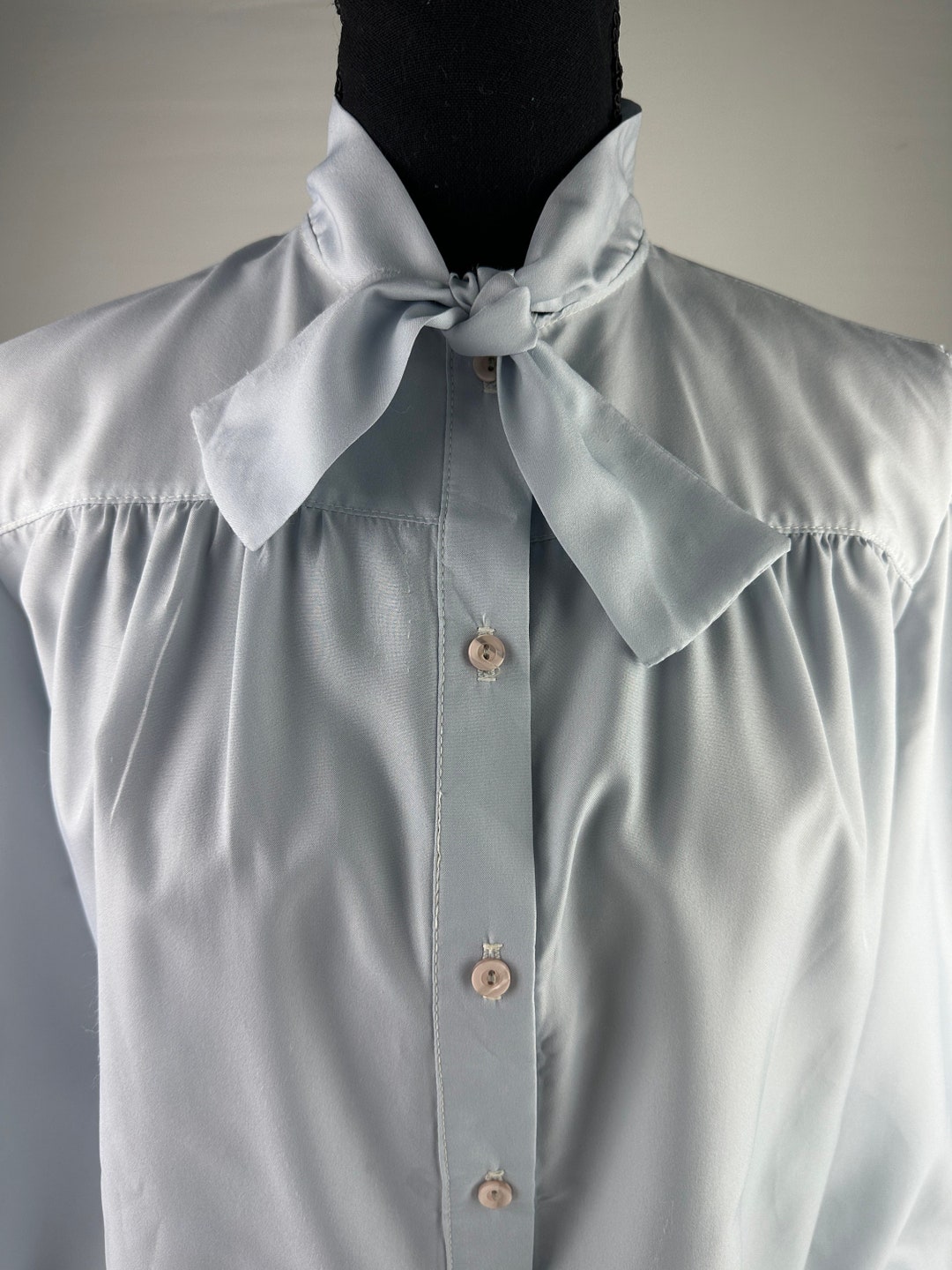 3050085 Blue Tie-Neck Blouse