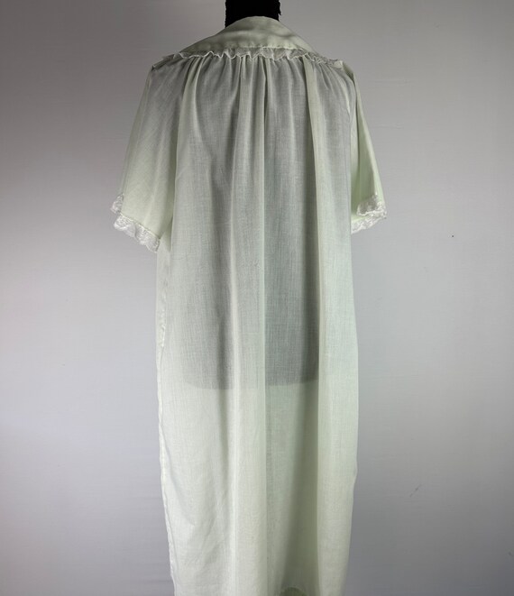 80's Pistachio Green House Dress Vintage Lace Tri… - image 4