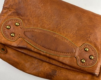 Y2K Brown Fold Over Purse Vintage Gap Hand Bag Clutch