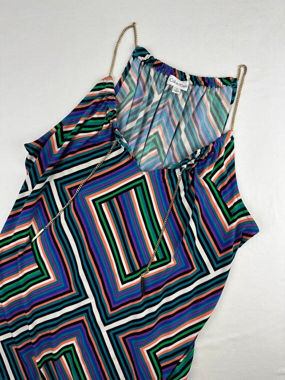 Y2K Abstract Geometric Print Tunic Clavin Klein V… - image 5