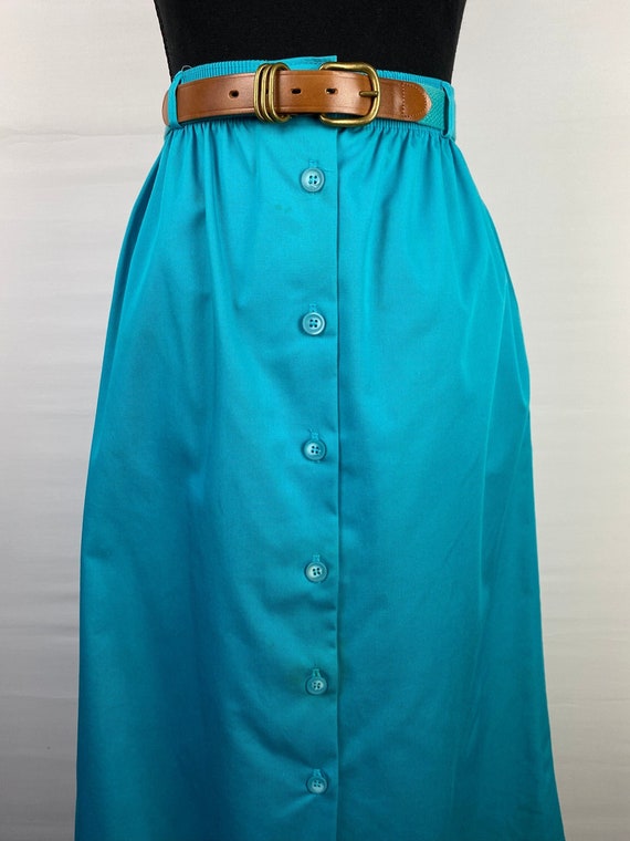 80's Aqua Teal A-Line Skirt Vintage