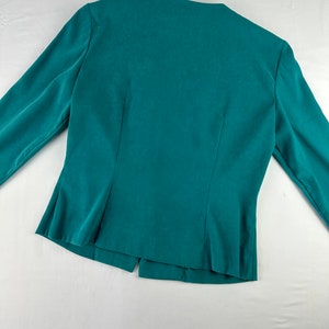 90's Turquoise Asymmetrical Slim Fit Blazer Big Gold Buttons Vintage image 5