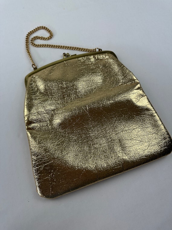 60's Metallic Gold Handbag Purse - image 2