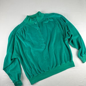 80&#39;s Velour Teal Pullover Vintage