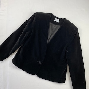 Velvet Cropped Blazer Vintage 80&#39;s 90&#39;s Black