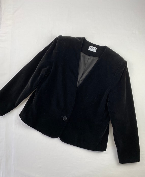 Velvet Cropped Blazer Vintage 80's 90's Black