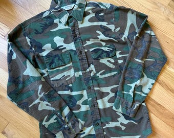 Vintage Camo Long Sleeve Shirt Made in USA