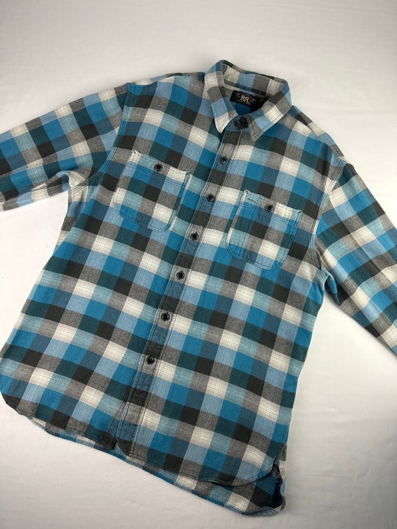 Plaid Flannel Shirt Vintage Ralph Lauren 90's Gru… - image 1