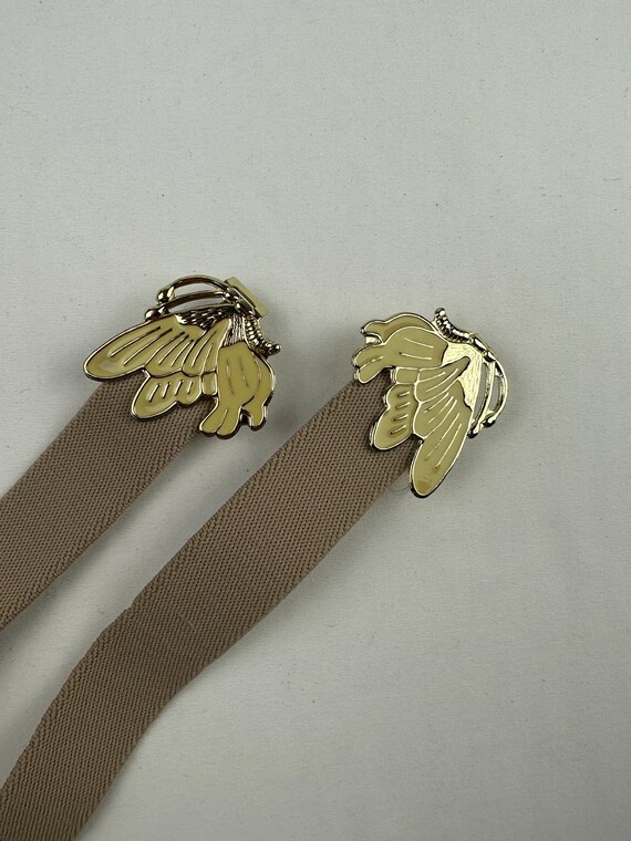 90's Butterfly Buckle Belt Vintage Tan Beige Gold… - image 4
