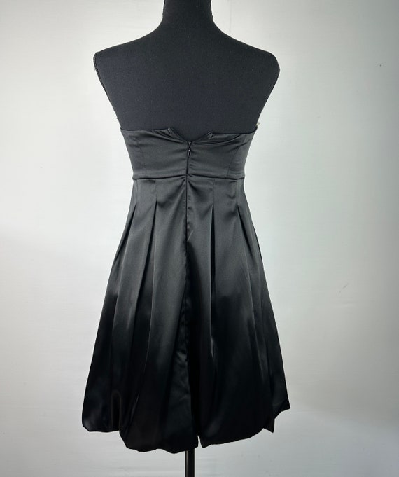80's Black Bow Centered Strapless Cocktail Dress
