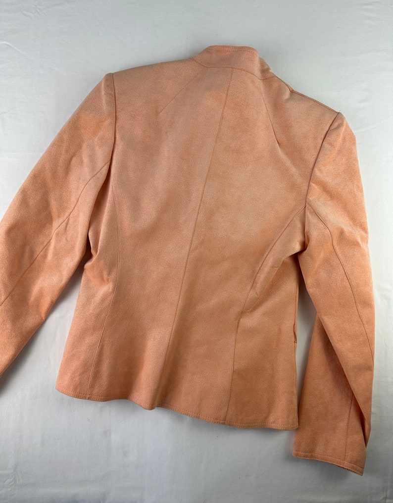 Jaren 90 perzik slim fit getailleerde blazer vintage ultra suède afbeelding 8