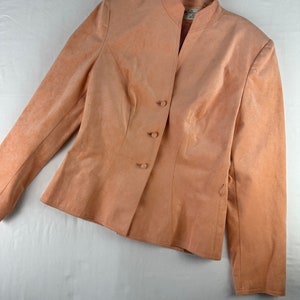 Jaren 90 perzik slim fit getailleerde blazer vintage ultra suède afbeelding 2