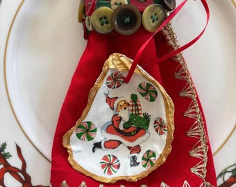 Handcrafted Oyster Shell Christmas Ornament: Coastal Holiday Decor