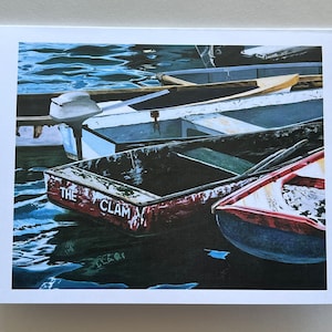 Lobster Dory Papelería Set de 5 / Maine Coastal Dory/Barcos / Graduado, Regalo de Boda, Tarjetas de Agradecimiento / Tarjeta de Nota Plana Costera Náutica