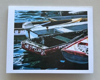 Maine Dory Boat Note Card | Coastal Fine Art Painting