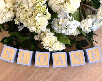 Personalized Wooden Name Blocks | Baby Name Announcement | Photo Prop & Nursery Decor