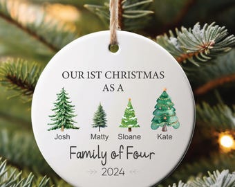 Personalized Family Christmas Ornament: First Christmas, Ceramic Keepsake