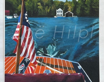 On the River - Signed by the Artist - Unframed - Nautical Home Decor - 1000 Islands - St. Lawrence River