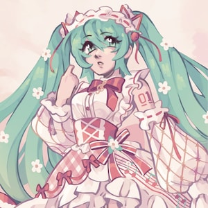 Hatsune Miku Strawberry A5 Art Print
