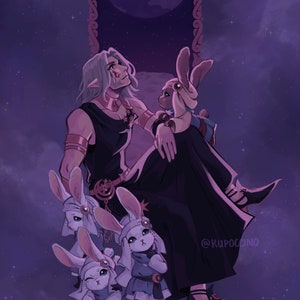 Final Fantasy XIV Urianger en Loporrits-kunstdruk A5 en A4
