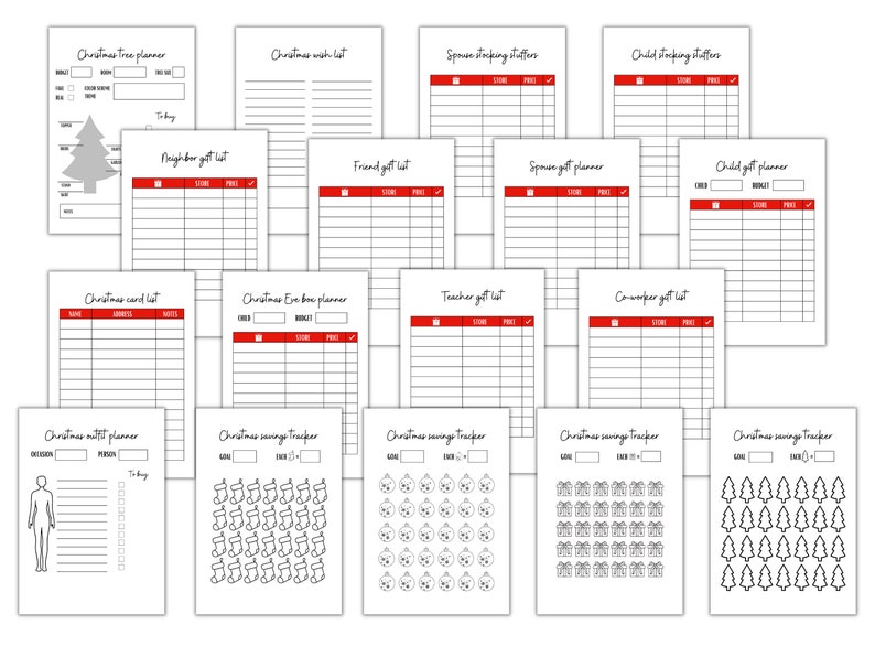 Christmas Planner Printable and Digital Holiday Planner Red Etsy