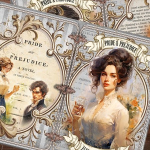 Orgoglio e pregiudizio Kit diario spazzatura, Pagine del diario spazzatura di Jane Austen, Vintage, Era vittoriana Regency, Stampabile, Effimera, Download digitale