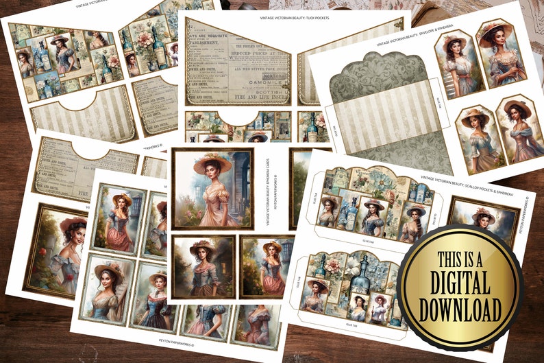 Victorian Ladies Junk Journal Kit, Vintage Ephemera (digital Download ...