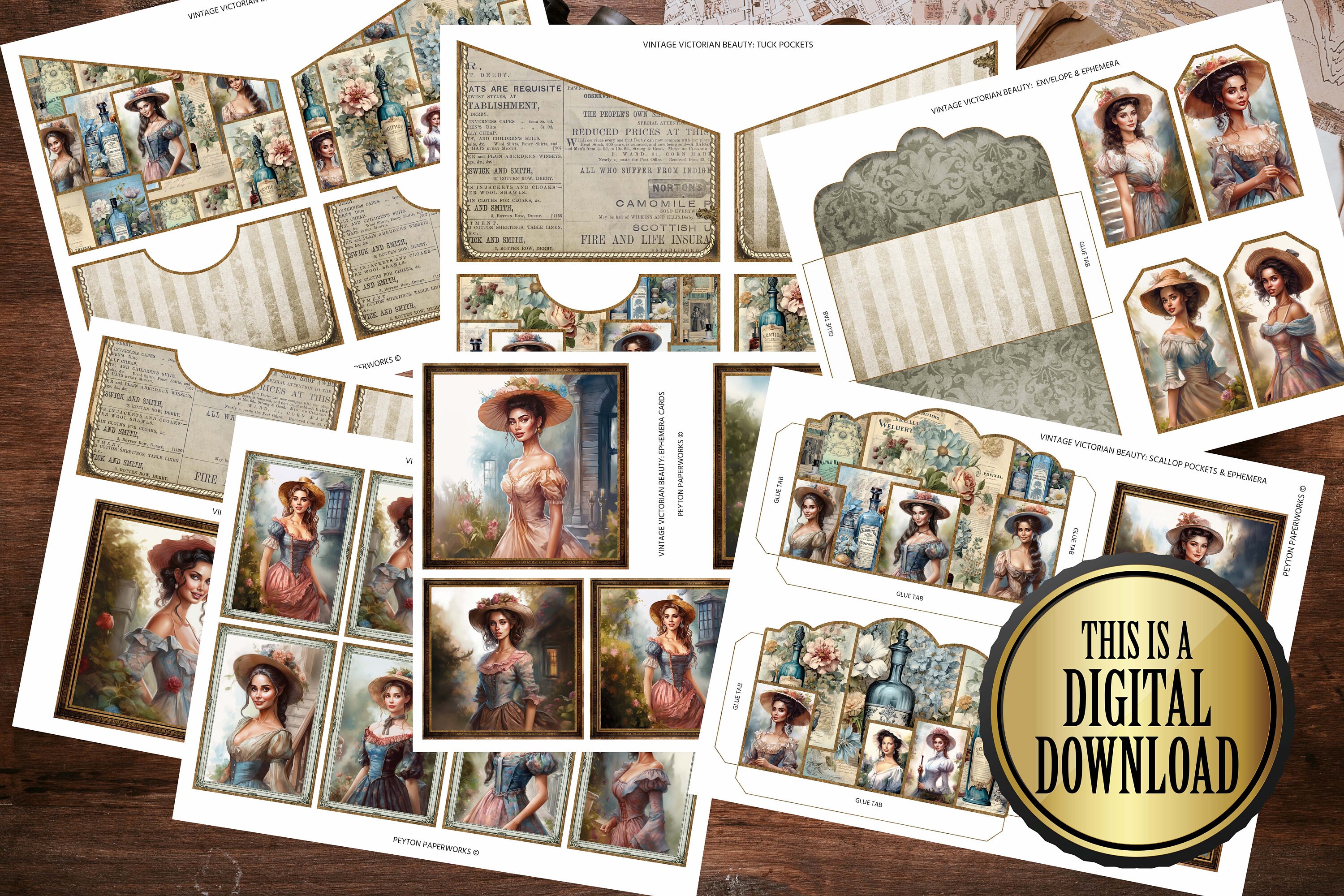 Victorian Ladies Junk Journal Kit, Vintage Ephemera (digital Download ...