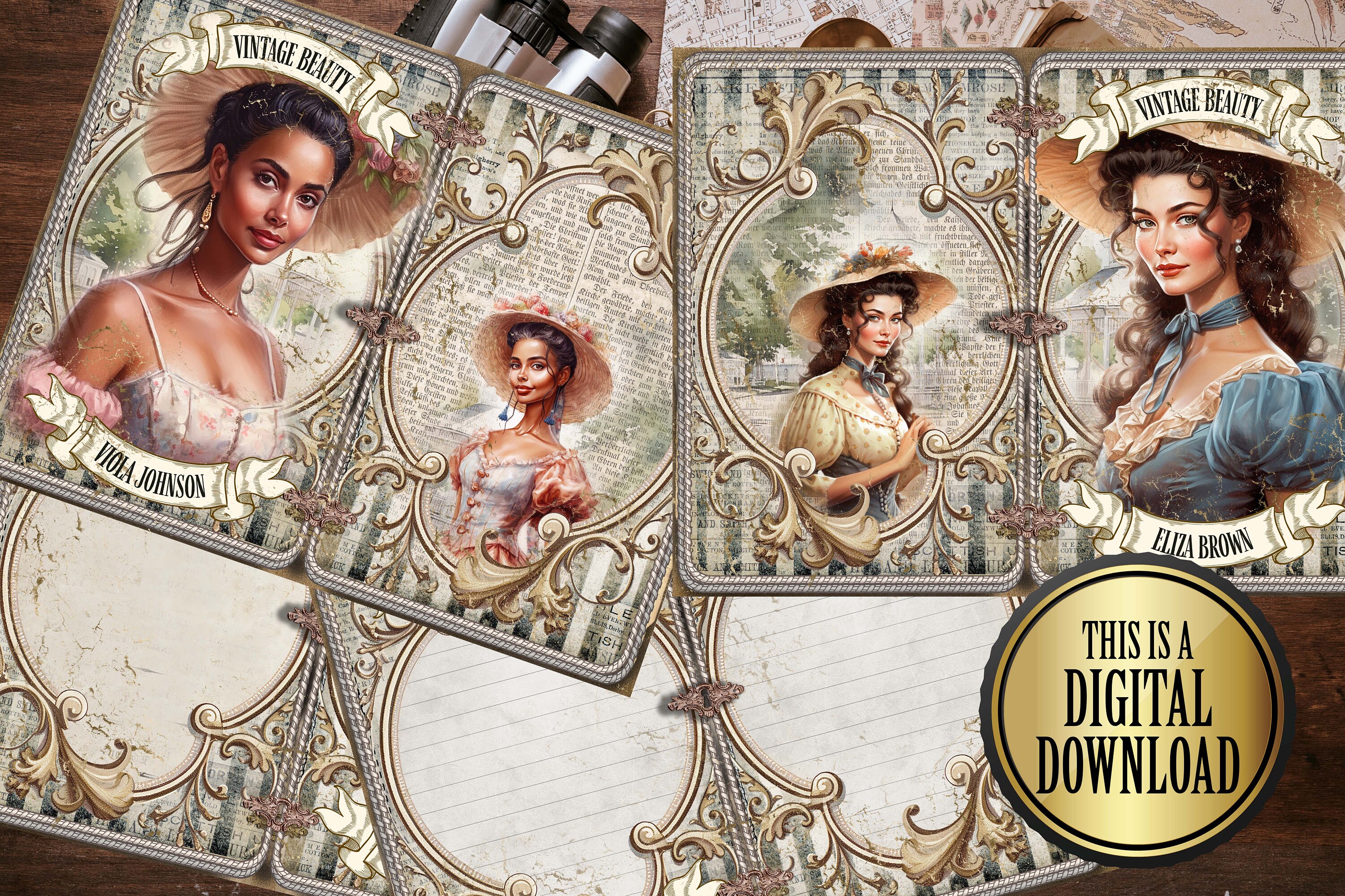 Victorian Ladies Junk Journal Kit, Vintage Ephemera (digital Download ...