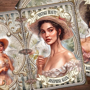 Kit di diario spazzatura di bellezza vittoriana vintage, pagine di diario spazzatura di donne vittoriane, vintage, stampabile, effimero, download digitale
