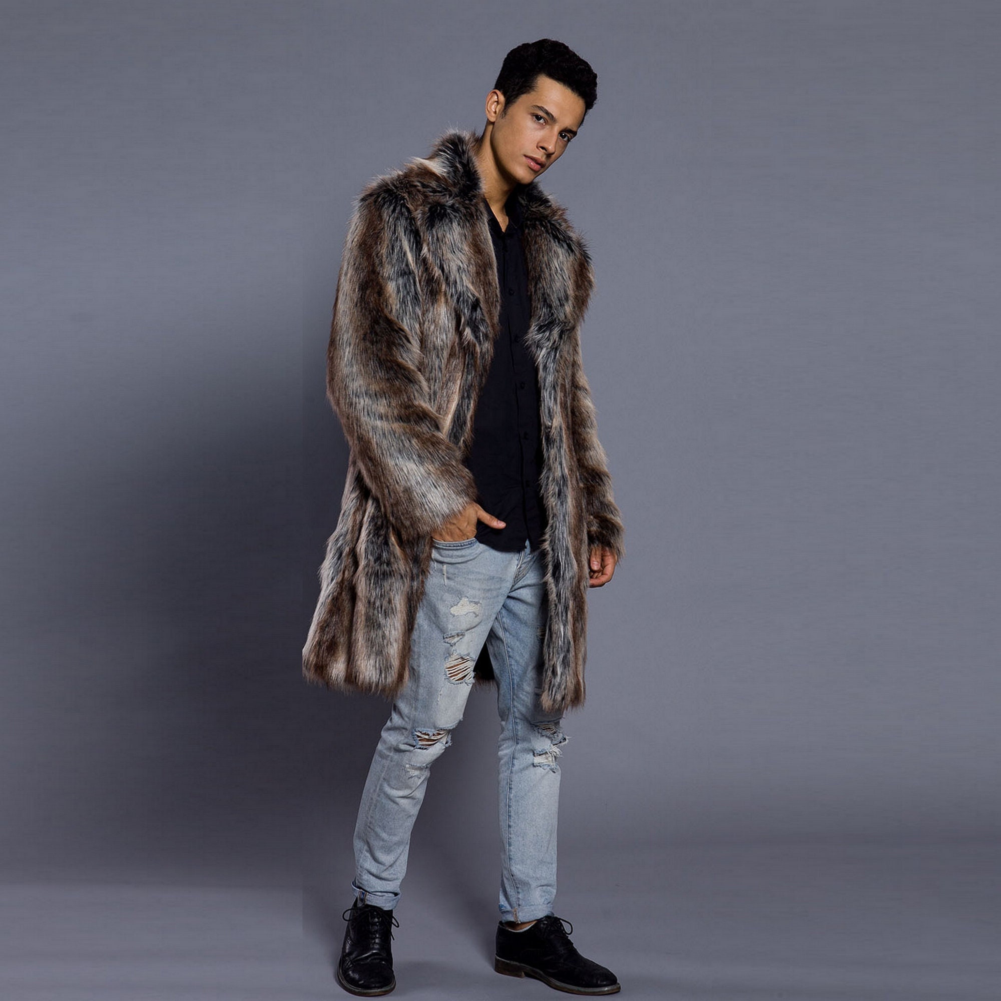 Men's Faux Fur Coat - Etsy