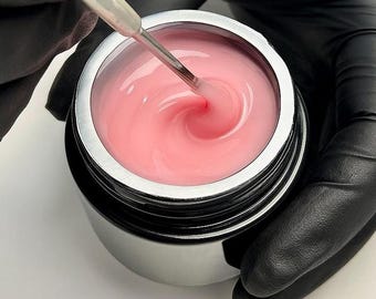 Gel constructor rosa en frasco de 30 g/1 onza líquida, alisador de uñas, gel constructor sin HEMA ni TPO
