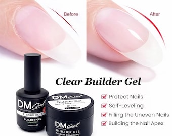 Clear Builder Gel in a Bottle, in a Jar, Self-Leveling, No-Heat Spikes, HEMA-Free / TPO-Free