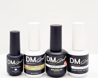 Nail Recovery Set / Primer, Elastic Rubber Base, Clear Builder Gel, Super Shine Top Coat