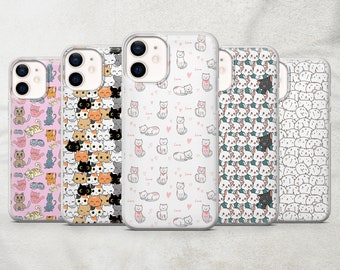 schattig dier patroon telefoonhoesje kawaii kat cover past voor iPhone 14 13 12 Pro Max Mini Plus X XS XR, Samsung S23 S22 A23 A90, Huawei P40 m57