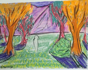 Original Chalk Pastel Landscape