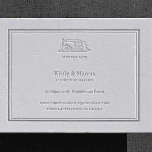 Conjunto de invitaciones personalizadas clásicas: tipografía, invitaciones de dibujo para lugares, papel de lujo
