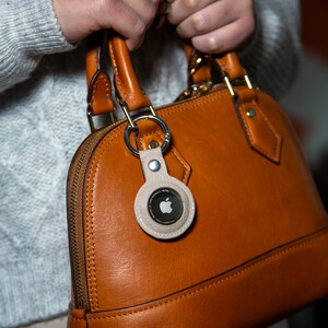 Personalized Leather AirTag Keychain: Full Grain Protective Cover