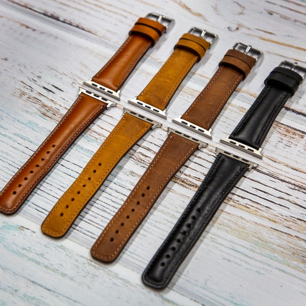 Apple Watch Ultra 2 Band, Apple Watch 9 Band, Leather iWatch Band, Apple Watch Strap for Men, Custom iWatch Bracelet, Handmade iWatch Strap