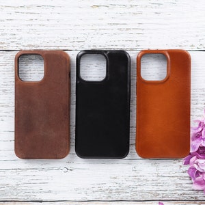 Leather iPhone 13 Pro Case, Protective Cover Apple iPhone 13 6.1&quot;, iPhone 14 Pro Max Full Grain Leather Case, Customized iPhone 14 Pro Case
