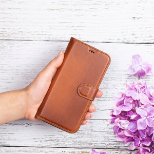 Leather iPhone 14 Pro Card Wallet, Leather Phone Holder iPhone 14 Pro Max, Apple iPhone 14 Plus RFID Blocker Wallet, Detachable iPhone Cover